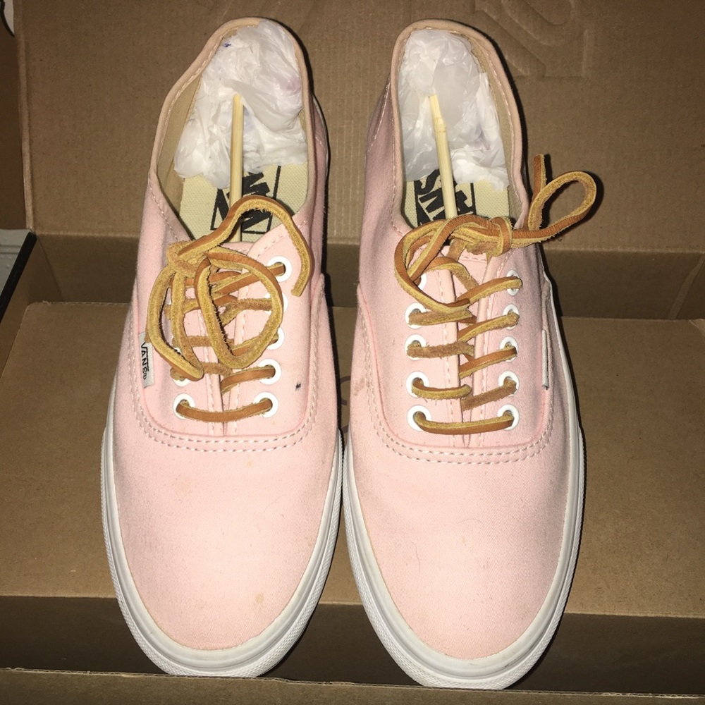 Light pink vans with leather laces